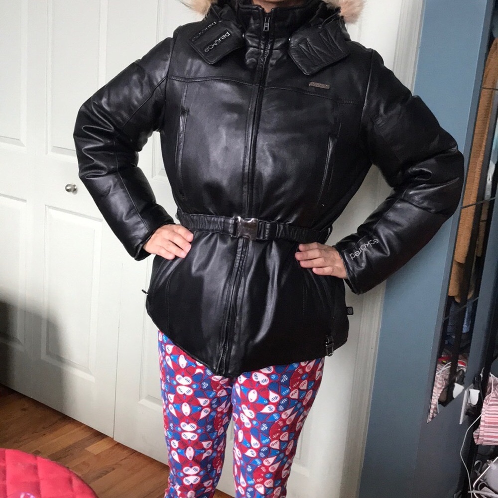 Ecko Leather Puffer Jacket L